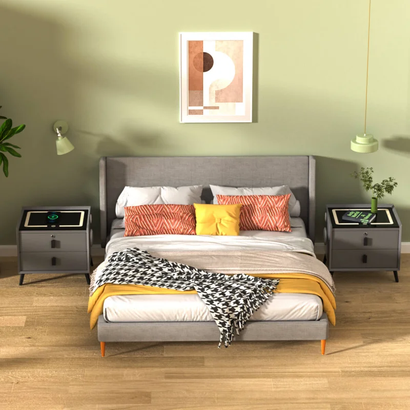 Hotel led smart night stand bedside table industrial modern end side table smart bedside table nightstand