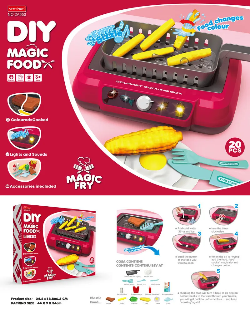 Multifunctional Induction Cooker Kitchen Toy with Light Food Color Changing DIY Kitchenware Set Toy