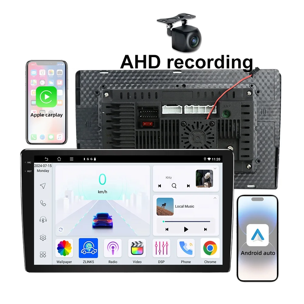 Jmance 9 inch Car Multimedia Player DSP Carplay Android Navigation GPS Car Radio Universal 2 Din DVD Player With AHD Camera