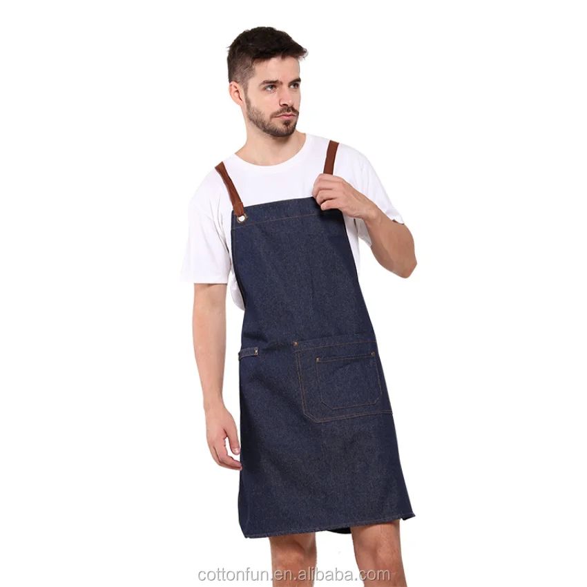 2020 new model embroidery logo cotton kitchen apron/garden apron