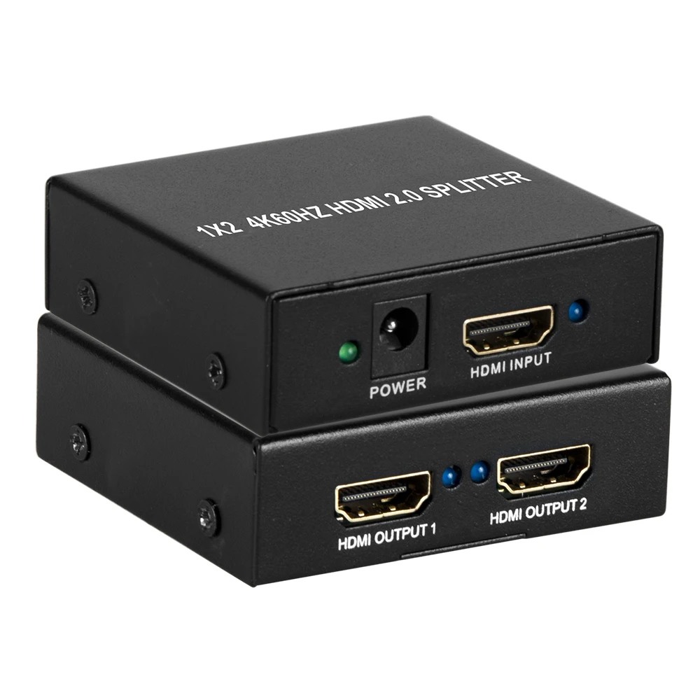 Factory OEM/ODM HDMI Spliter 4K 2k 60Hz HD Ultra Slim 2 way 1x2 Video Splitter Distributor GMAX HDMI 2.0 , HDCP 2.2 1 in 2 out
