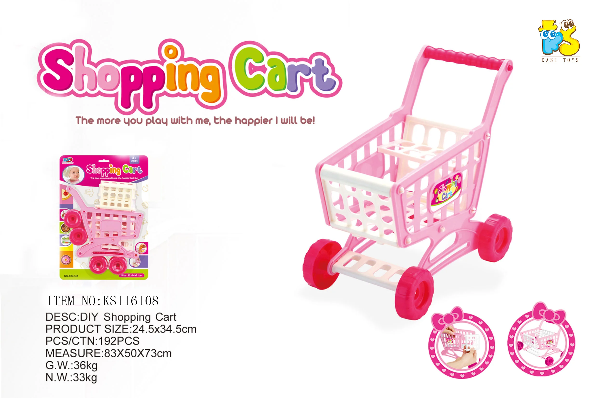 Mini DIY supermarket play sets pink small shopping cart plastic baby toys