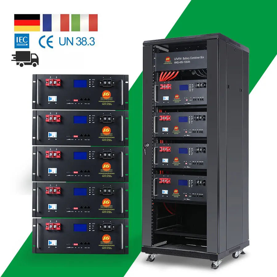 stack solar batteries 48v 100ah 200ah 10 kw storage Battery rack consists of 8 battery module