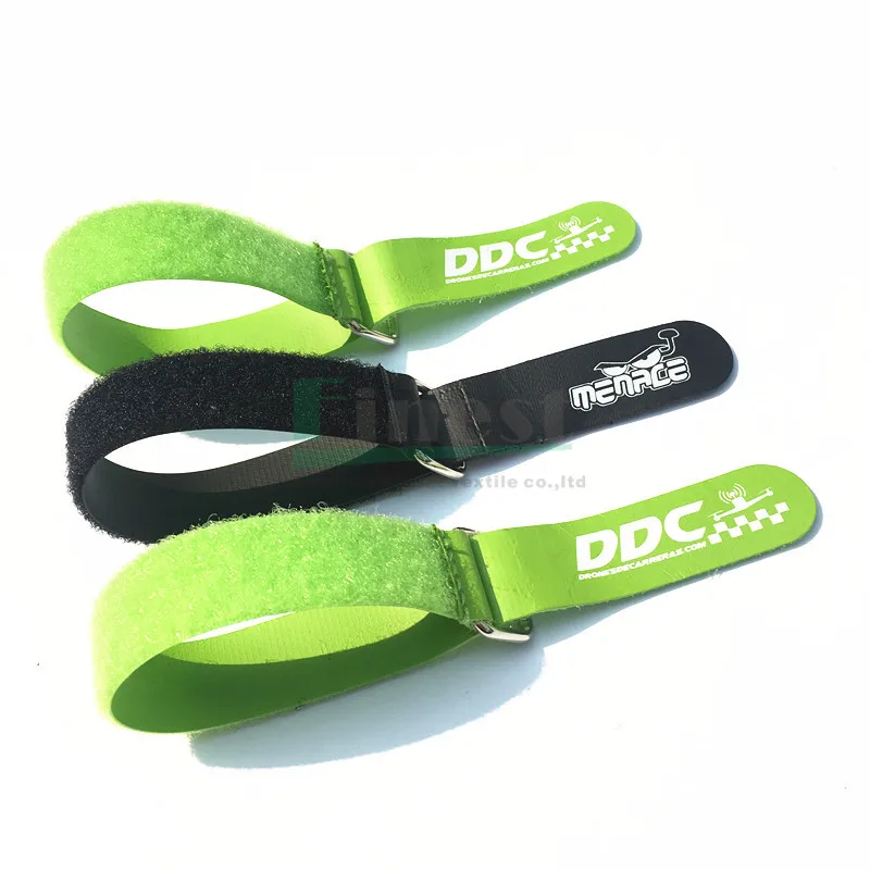 Adjustable Logo printed Hook and Loop Grippy backed with Rubber Silicone Nylon Rc velcroe Straps