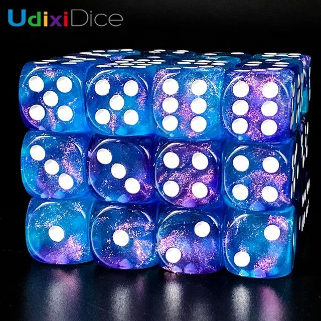  Arcylic 16MM Pip D6 Glitter Dice for DND Gambling Casinos