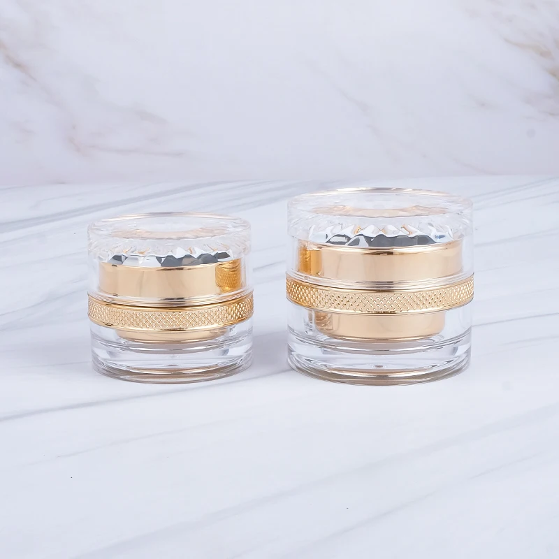 In Stock 15g 30g 50g Hot Selling Luxury Gold Cosmetic Jar and Bottle Acrylic Plastic Cream Container Jars