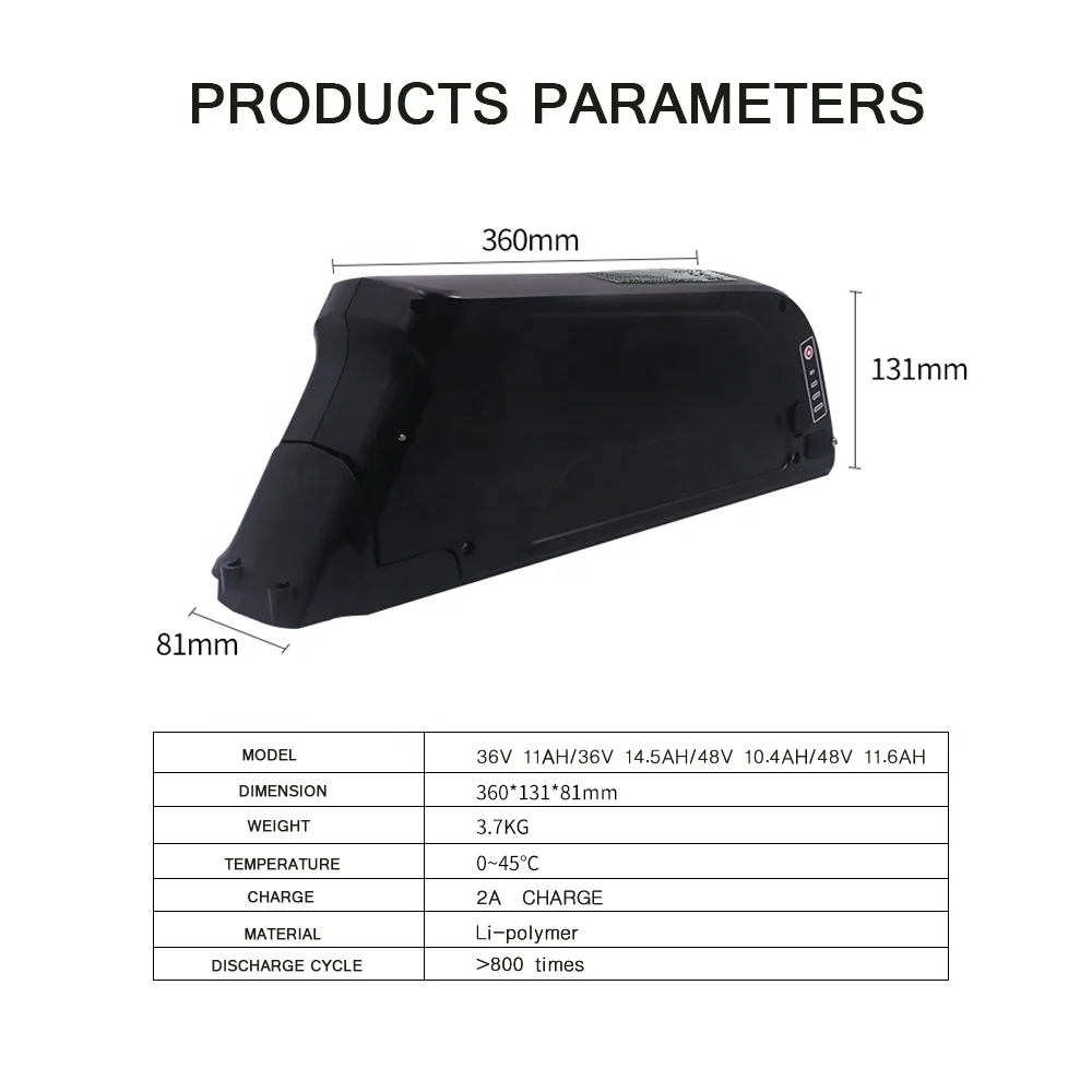36v 11.6ah downtube battery electric bike battery and charger