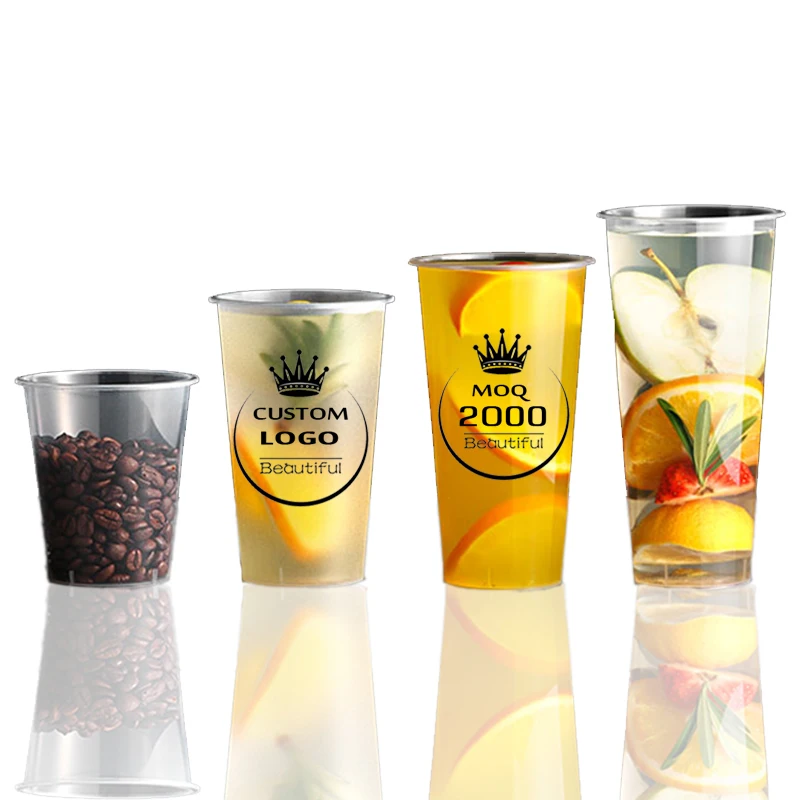 
Китайская фабрика, пластиковая чашка на заказ, толстая жесткая чашка для кофе, чая, молока, чая, u-образной формы, многоразовая пластиковая чашка с крышкой, boba Juice pp cup 
