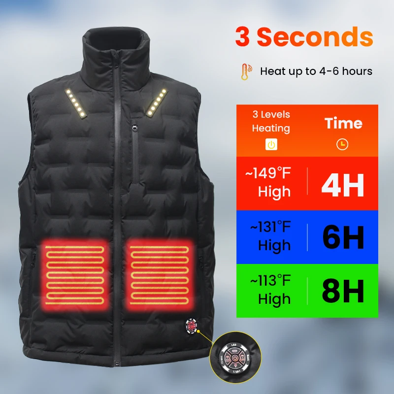 Heated Vest 12V Green Reducing Hunting Diving Battery Electric Winter Men Bike Heated Vest Custom Logo