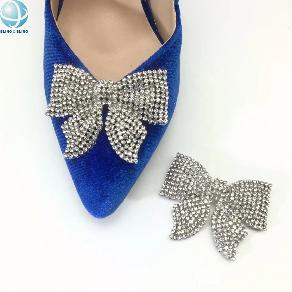 Handmade Metal Crystal Decorative Bowknot Shoe Brooch Clips Accessories for Wedding Shoes