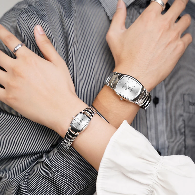 yazole  571 Elegance black unisex Quartz watch stylish steel Strap Waterproof analog display Simple Couple wristwatch