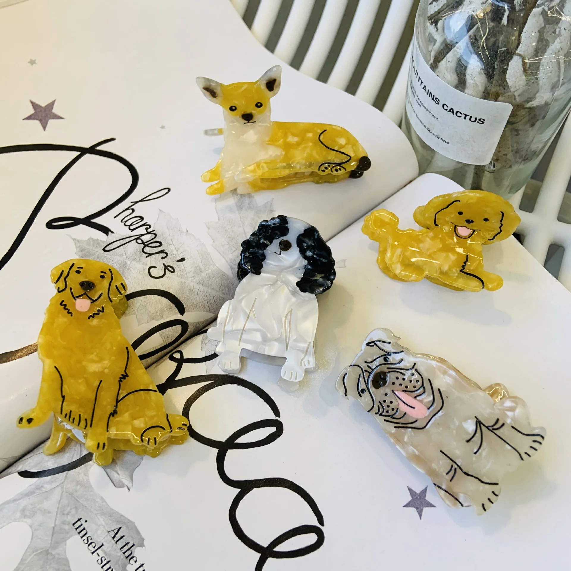 Fashion animal hair clips for girls sweet headdress resin dog hairpin