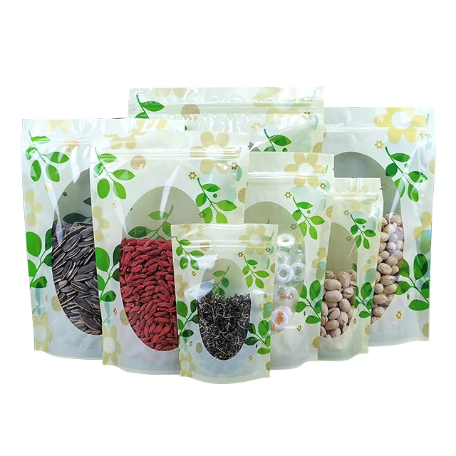 Wholesale In Stock Gravure Printing Transparent Zipper Stand Up Pouch  Moisture Proof Plastic Bags for Food Packaging