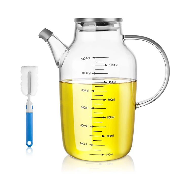 Amazo Borosilicate Sauce Cruet Measuring Glass Bottle Cooking Olive Oil Vinegar Dispenser with Pour Spout