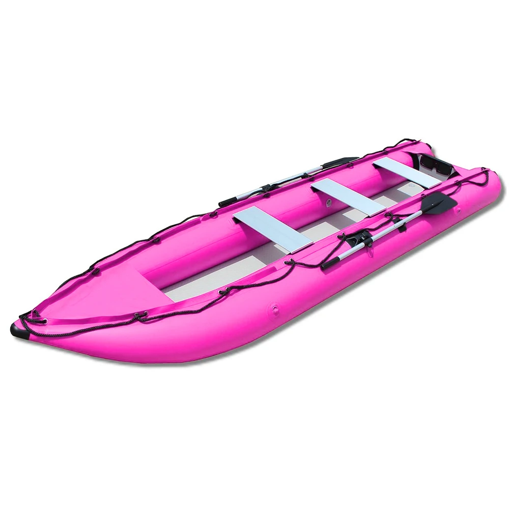 Pink Inflatable KaBoat High-pressure air deck floor hybrid combo of kayak and boat