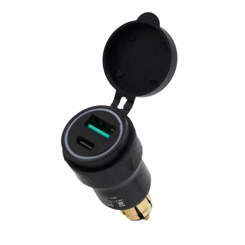 Waterproof 12V/24V  Din Hella Plug to Quick Charge 3.0 USB Charger and Type C Power Delivery Adapter for BMW Motorcycle