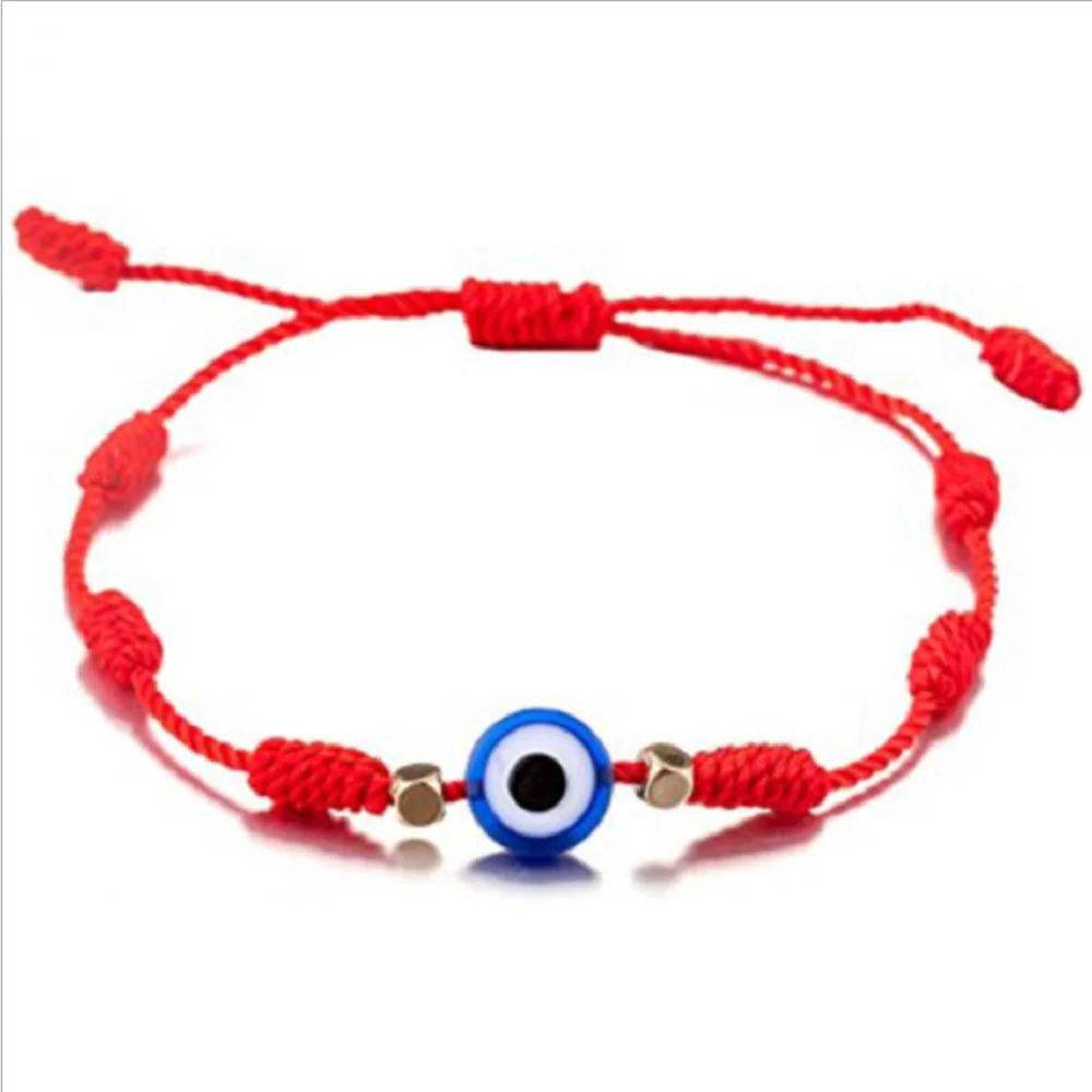 fashion handmade adjustable devil eye couple bracelet adjustable lucky red rope line thread braided string bracelets 7 knots