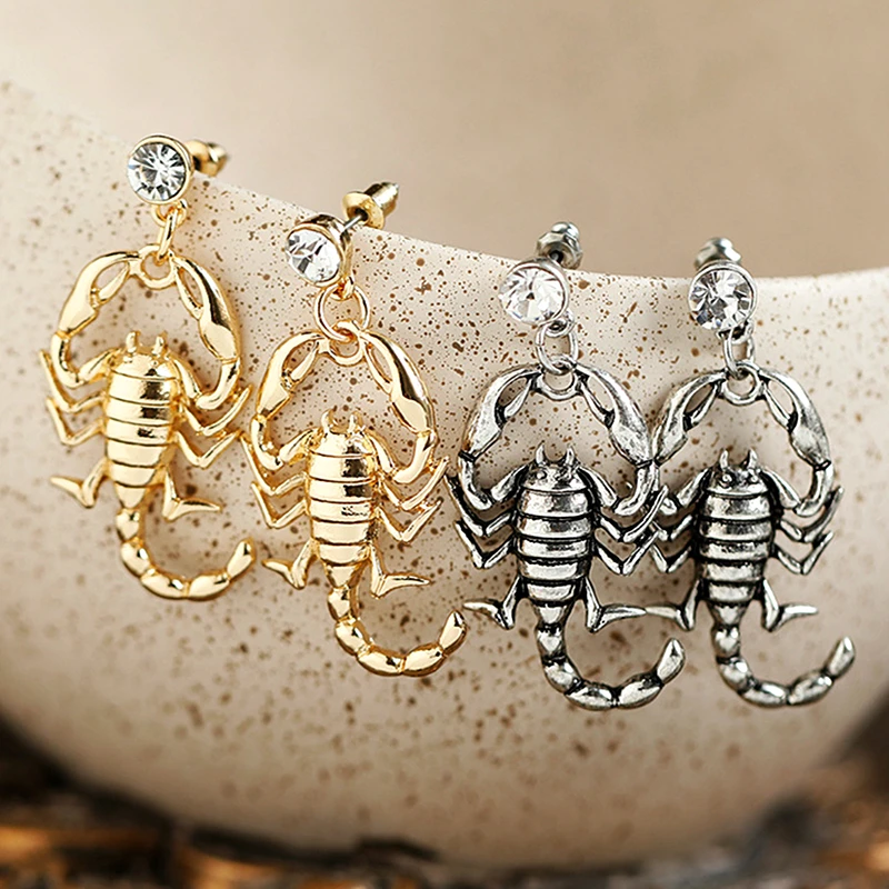 Hot Sale Punk Jewelry Unique Earrings Temperament Shiny Diamond Earrings Premium Silver Gold Scorpion Earrings Gifts for Women