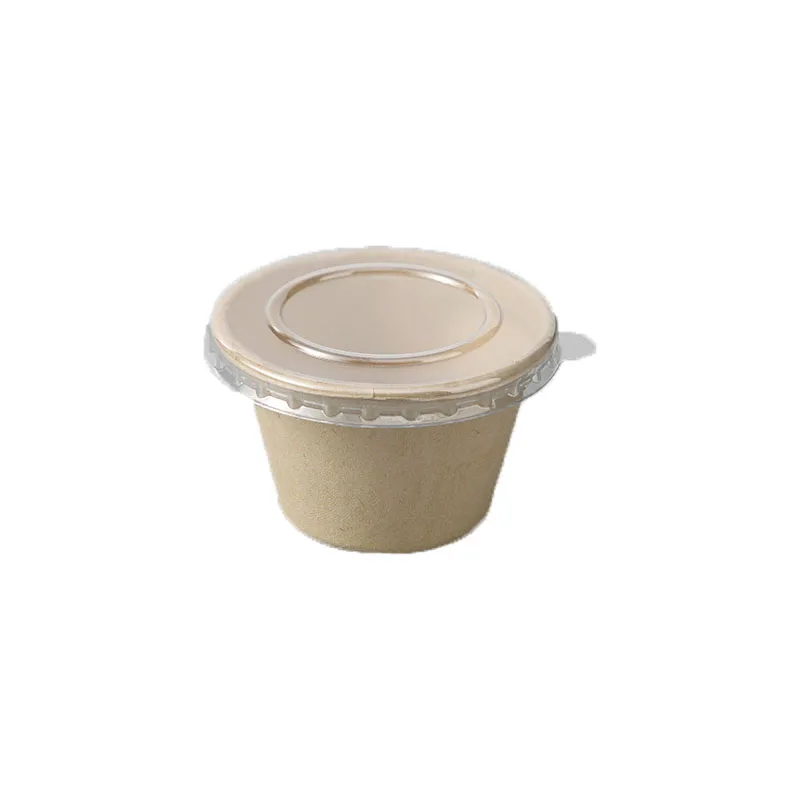 4oz Biodegradable Bagasse Disposable Chili Soy Sauce Cup Packaging With PET Lid