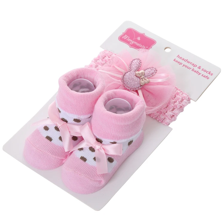 beautiful 100% cotton newborn baby socks and hairbands