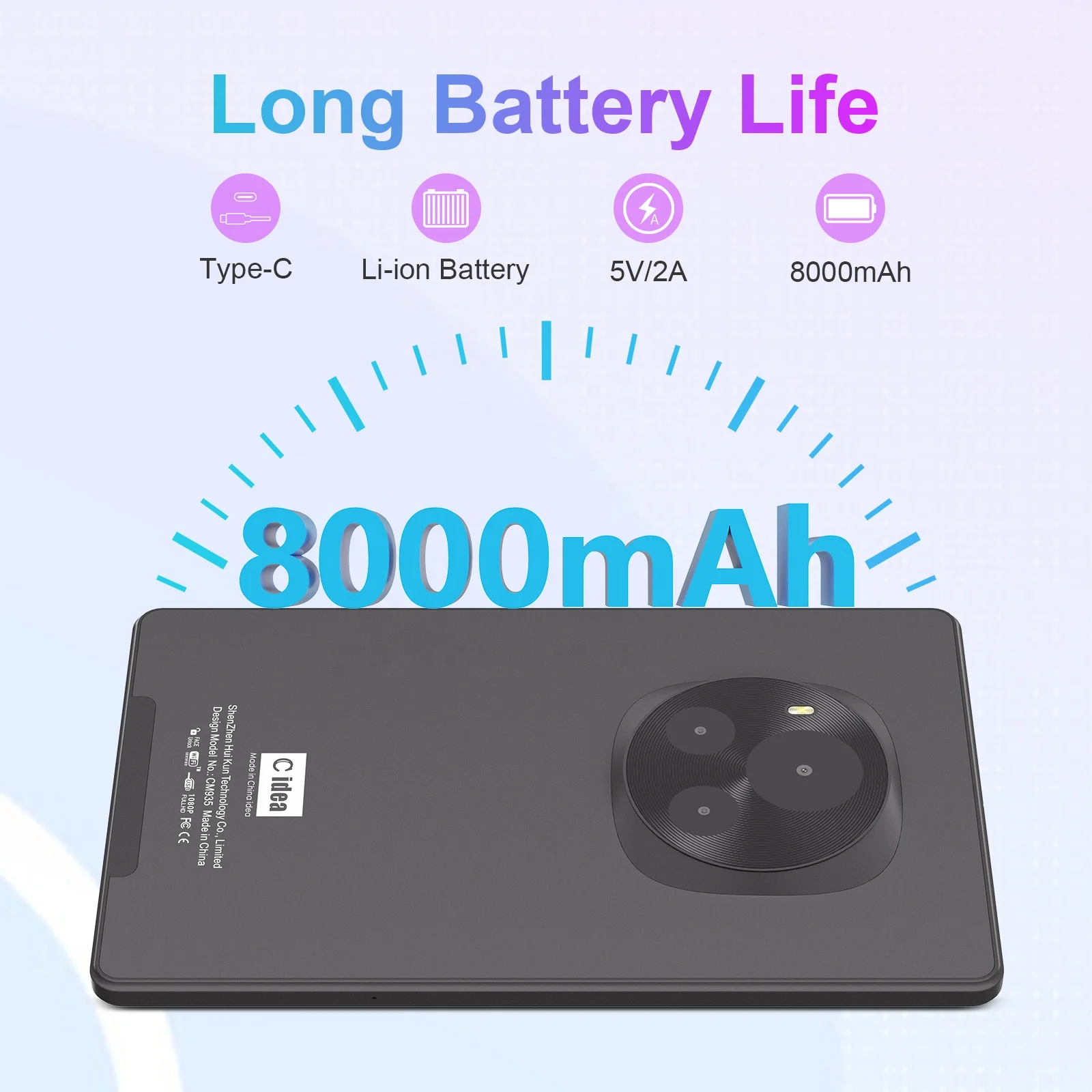 2024 C idea ODM 10-дюймовый планшетный ПК Android 13 800 * 1280HD IPS сенсорный экран 8 ГБ + 512 г с Sim-картой для взрослых (черный)