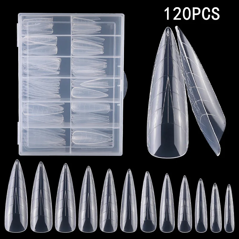 96pcs Crystal Nail Model 4 Styles Mixed  Scale Nail Forms Tip Extended Nail Forms Full Cover False