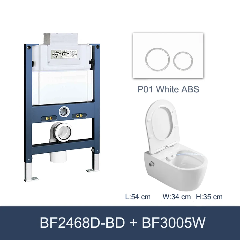 Wall Hung Toilet Concealed Cistern Push Button Rimless Wall Mounted Toilets With Bidet