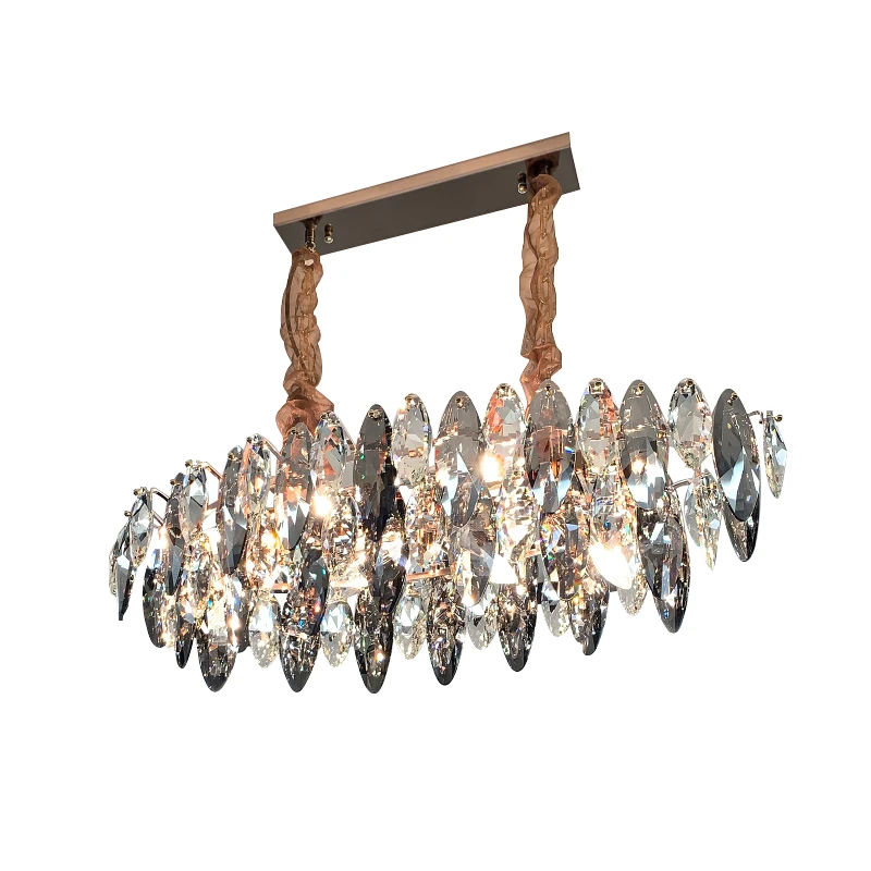 
LED Modern Oval Crystal Suspension Luminaire Lampen Chandelier Hanging Lamp Lighting Lustre Chandelier Lighting For Dinning Room 