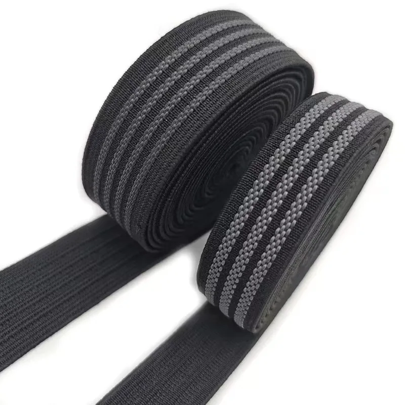 Black four-wire Latex non-slip Rubber Band High Elasticity Case Bag non-slip Rubber Band 2.5CM Polyester non-slip Rubber Band