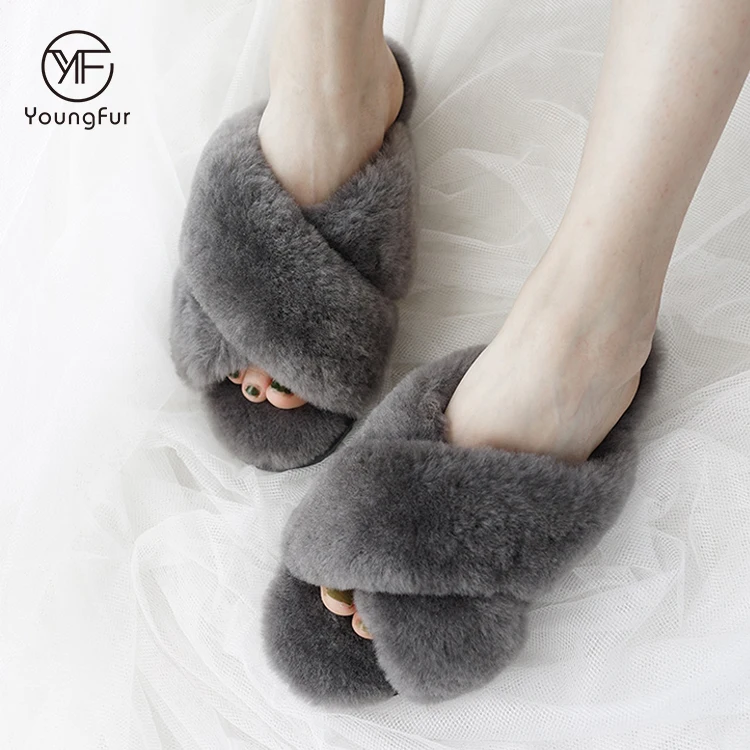 Summer Colorful Women Fur Slippers 2023 Sheepskin Slippers Lamb Fur Slides for Ladies