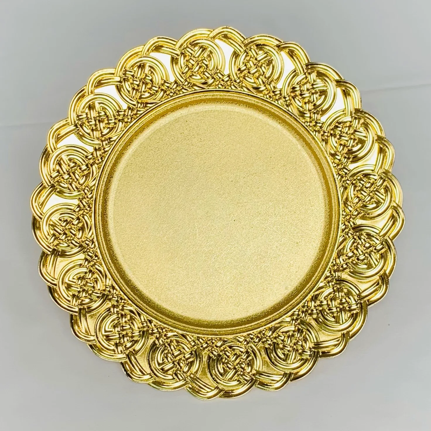 Tabletex Wholesale Cheap 13inches Luxury Table Decoration Plastic Gold Rim Wedding Charger Plates