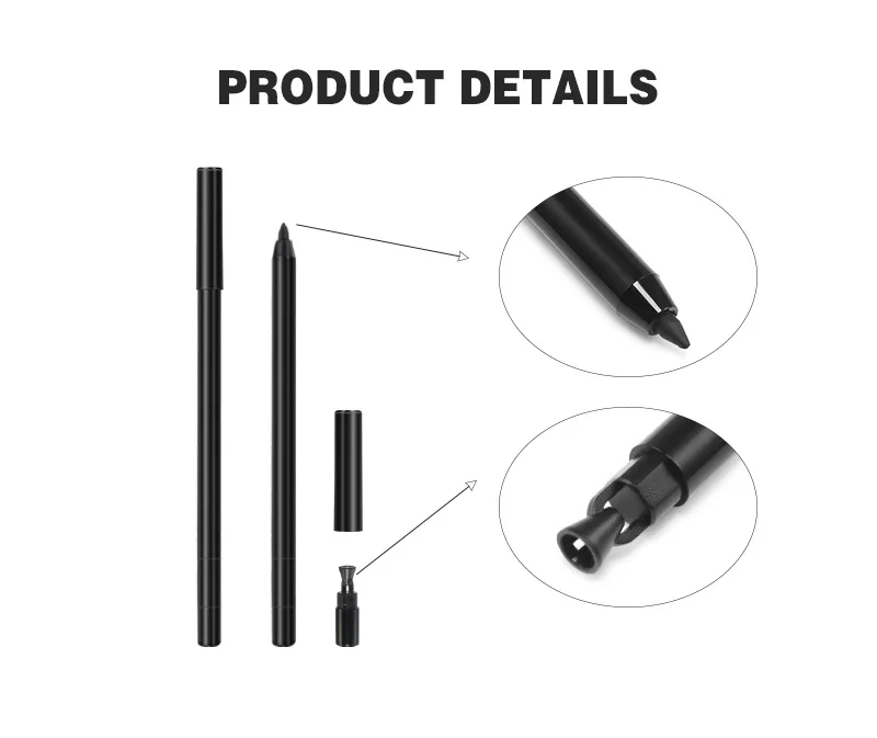 Black Waterproof Eyeliner Gel Pen Long Last Private Label Eyeliner Pencil Water Smudge Resistant Pencil