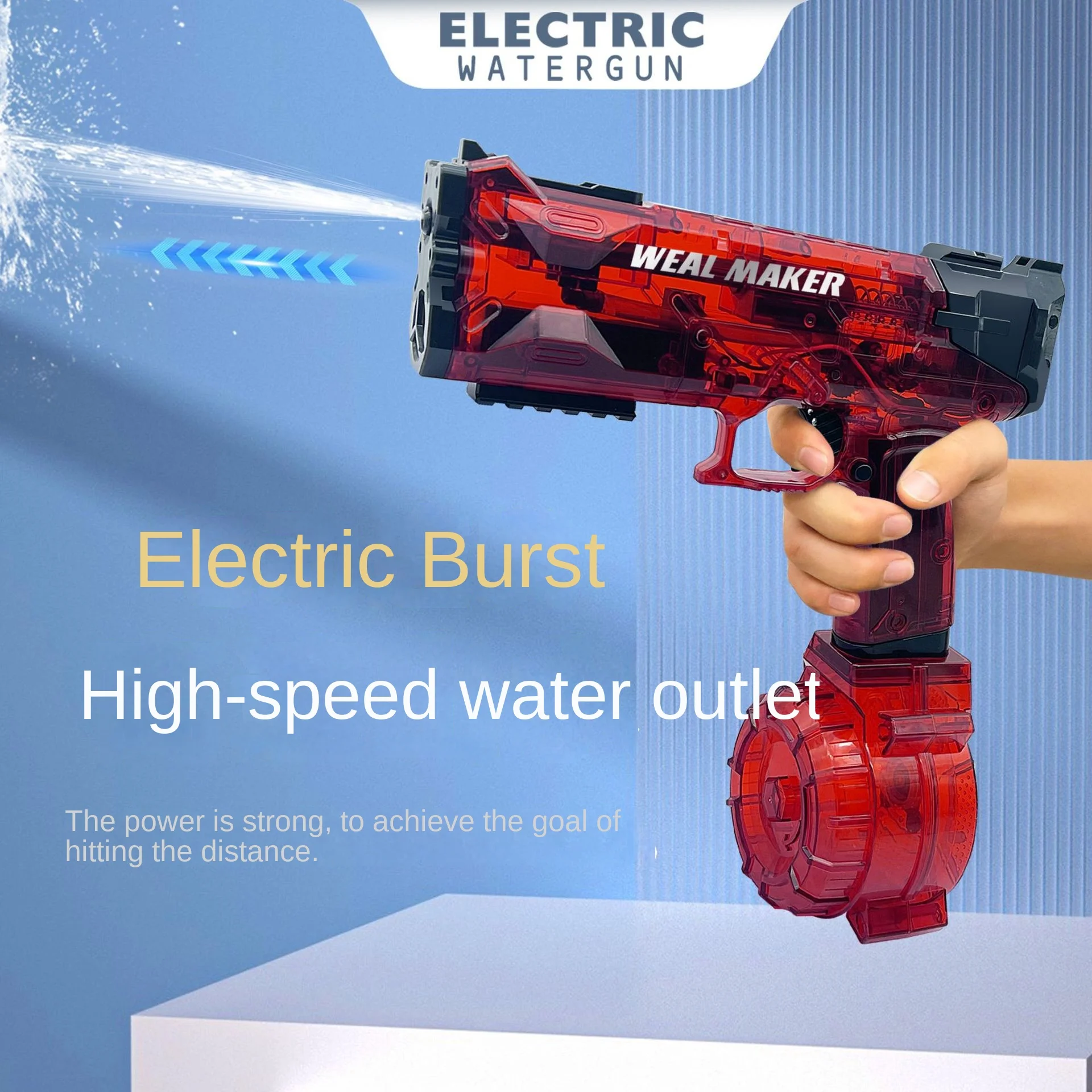 Transparent Electric Water Gun Automatic Glock Drum Version Water Guns High Capacity Strongest Water Blaster Gun Toys