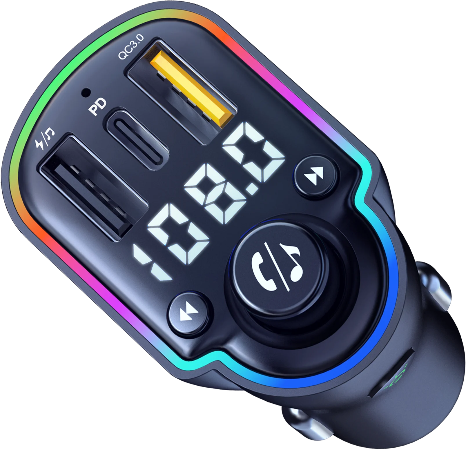 The New Dual USB Car Charger FM Transmitter BT Adapter Wireless Handsfree Stereo Mp3 Player Colorful Lights FM Modulator