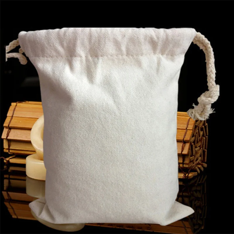 100% холщовый мешок из натурального хлопка, биоразлагаемый двойной шнурок, производство и упаковка для ювелирных изделий, подарочные и праздничные сумки
