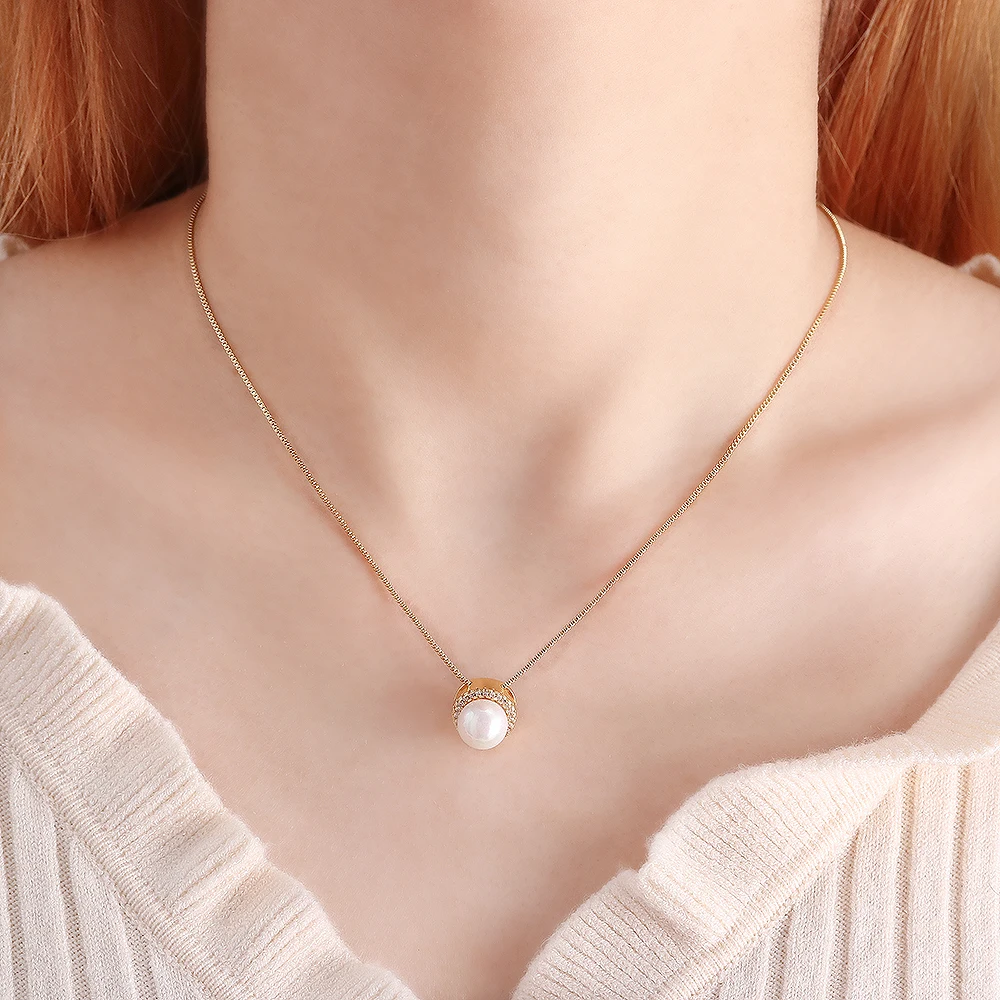 Latest Design 18K Gold plated Necklace and Earring Set with 6-15mm Pearl Necklace and Earring Set Pearl Jewelry Set