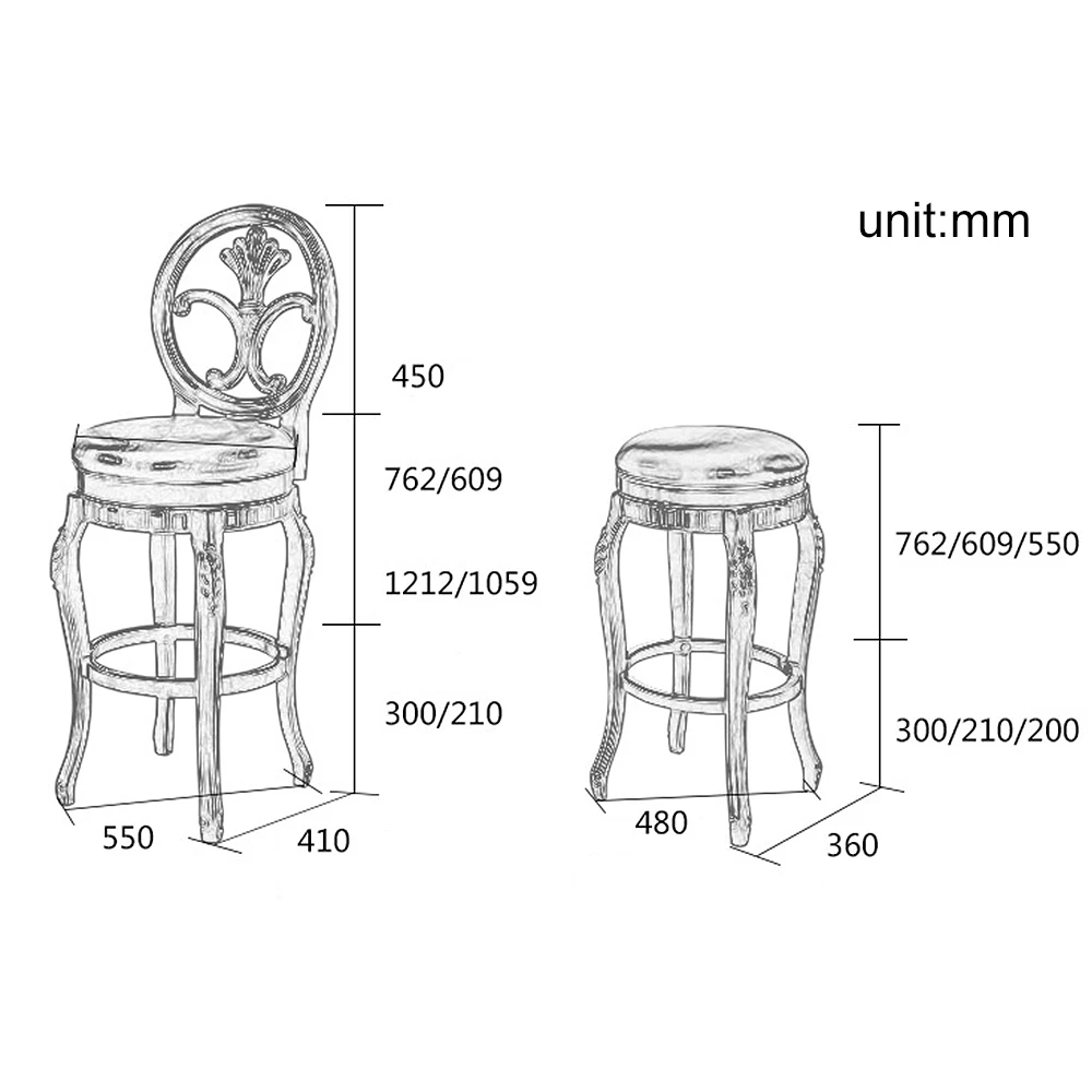 
Family bar stool American vintage bar chair European solid wood bar stool 
