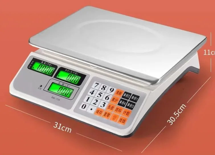 LCD Display White Color Heavy Duty Body 420g Stainless Iron Tray Plate Electric Scale 40kg Capacity High Precision Load Cell