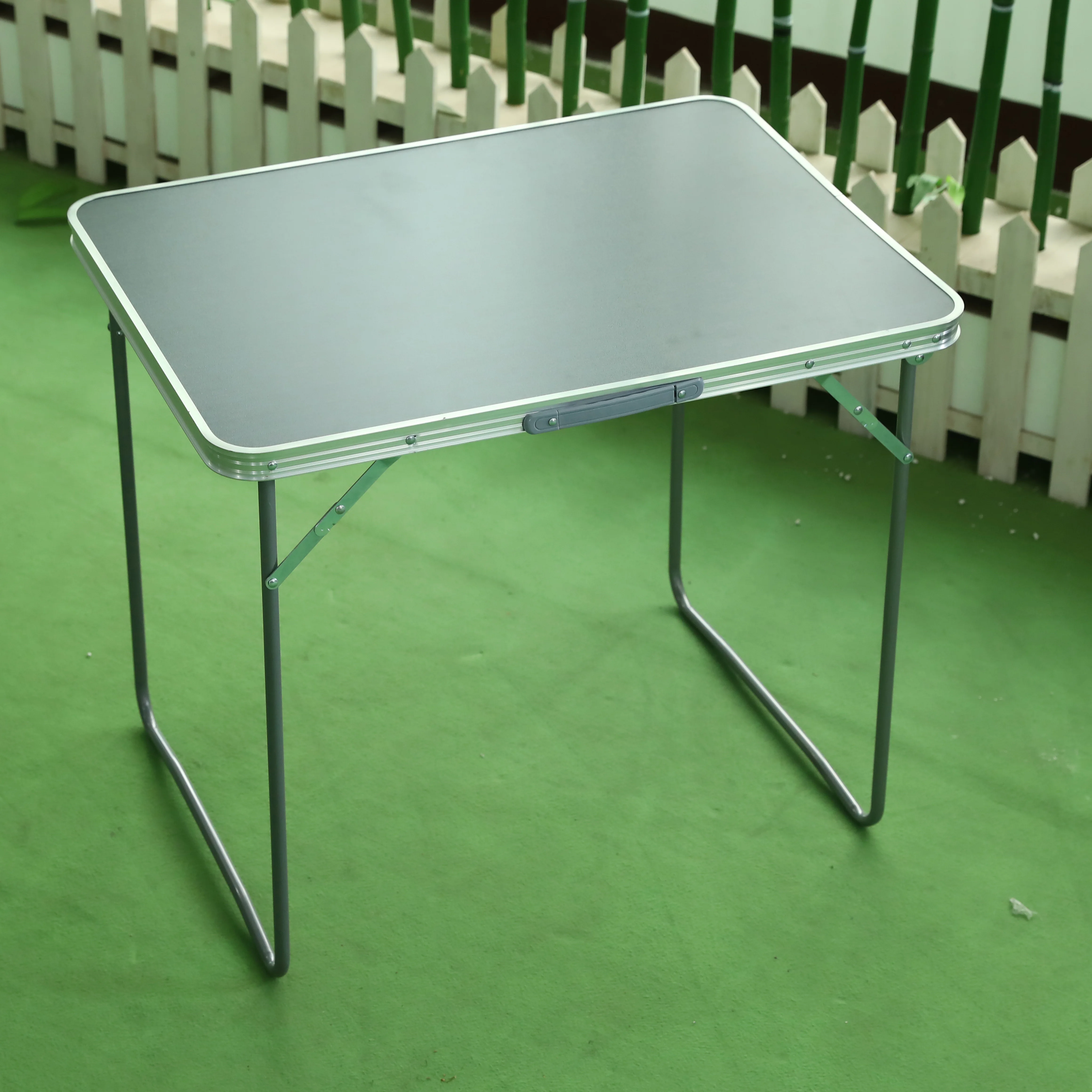 Outdoor furniture  steel folding tables camping picnic cheap price black tables easy to carry