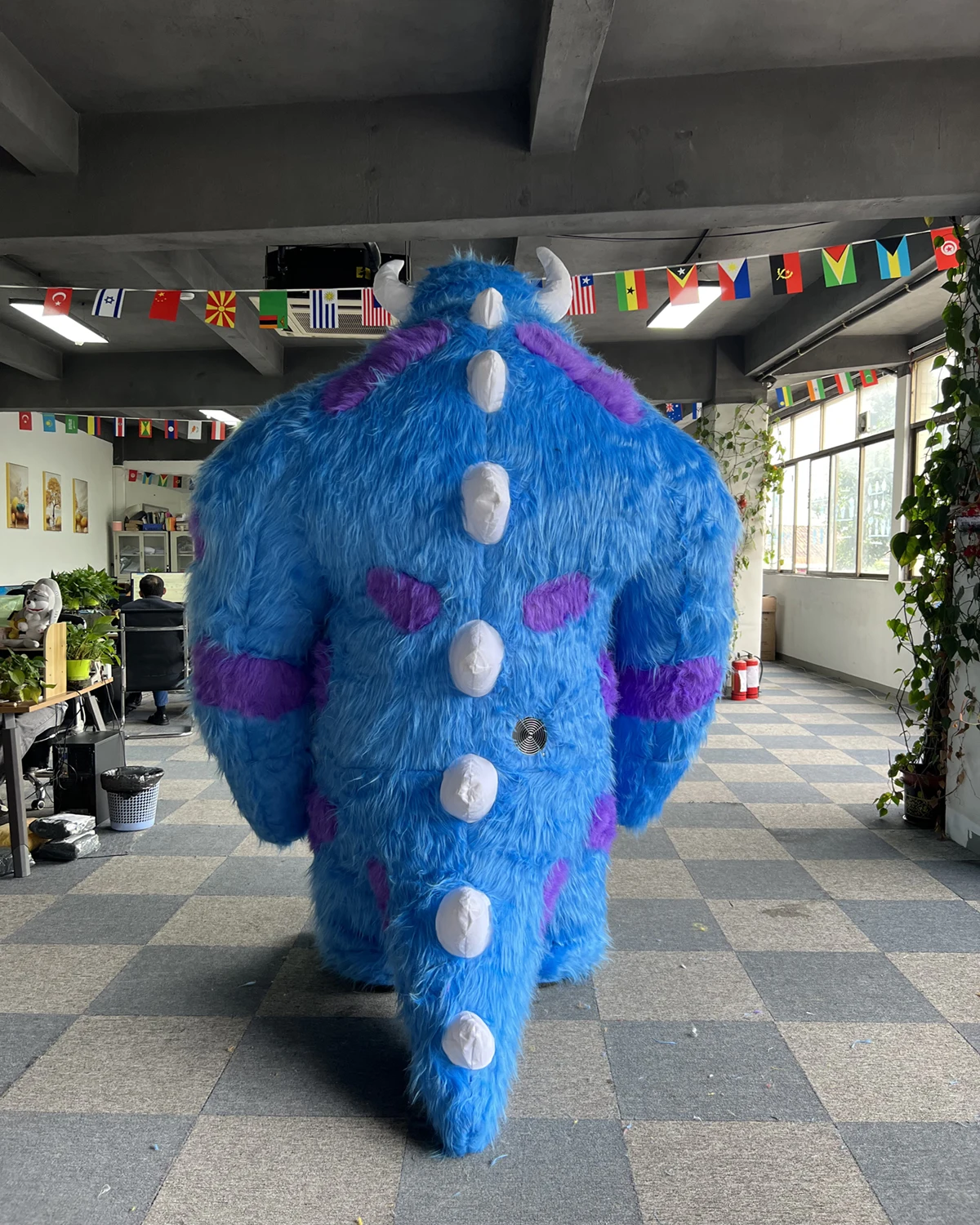 Unisex Adult Inflatable Monster Cartoon Character Sully Mascot Costume Halloween Rental Props