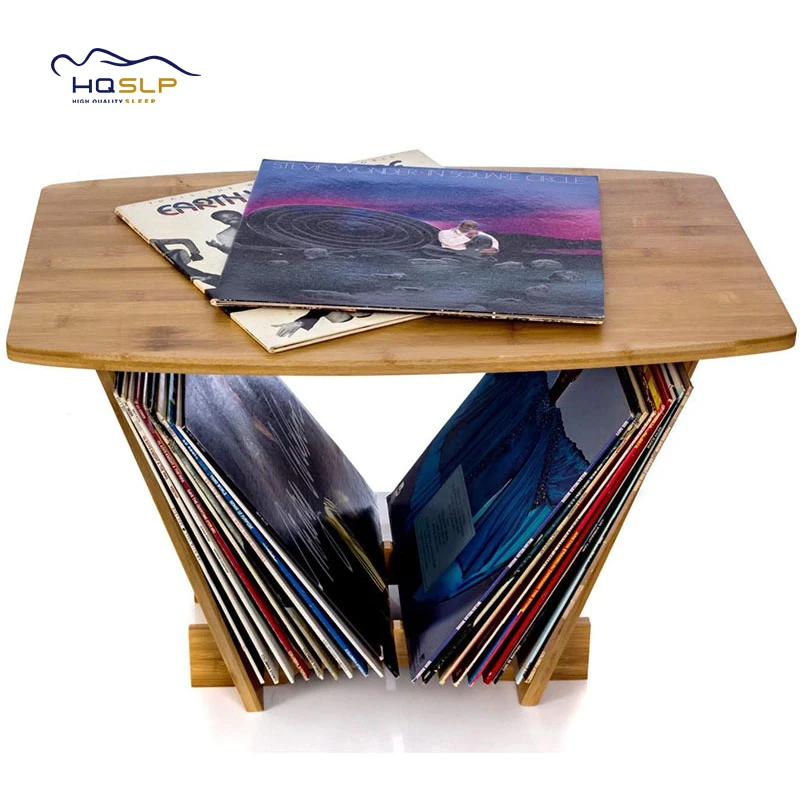 Hot Sales Wholesale Vinyl Record Storage Holder for 12 10 LP Album Solid wood Record Display Stand