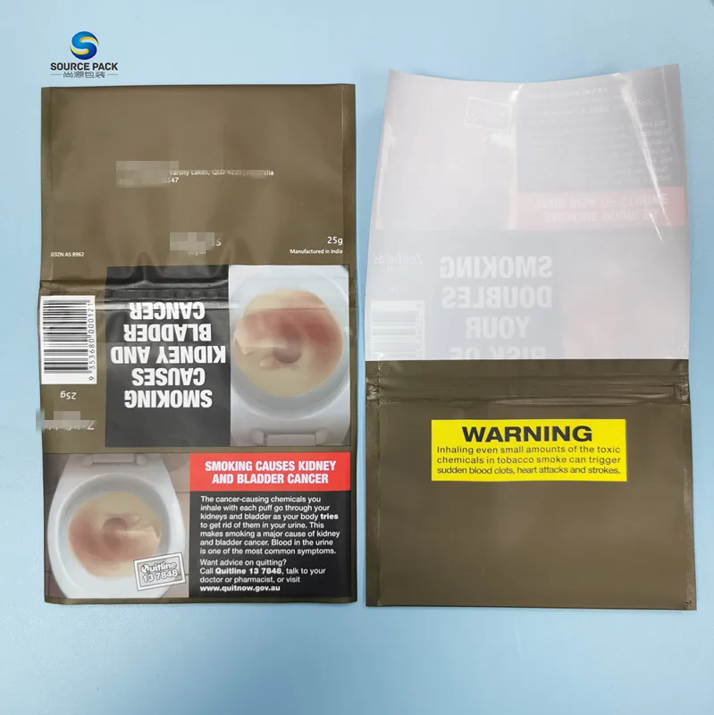laminated plastic 30g tobacco leaf packaging eco friendly 50g tobacco pouch in stock