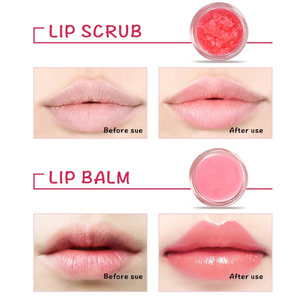 Custom Logo 2 in 1 Vegan Fruit Sugar Lipscrub Exfoliating Smooth Brightening Lip Scrub and Balm Set