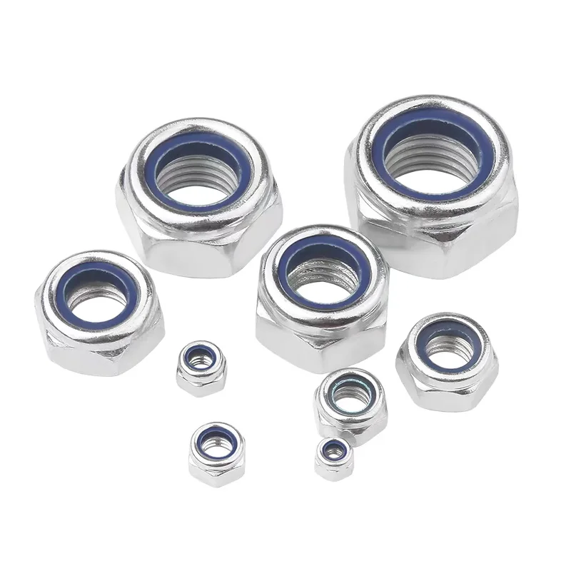 High quality Carbon steel Stainless Steel 304 DIN 985  A2 Hexagon Nylon Insert Lock Nuts