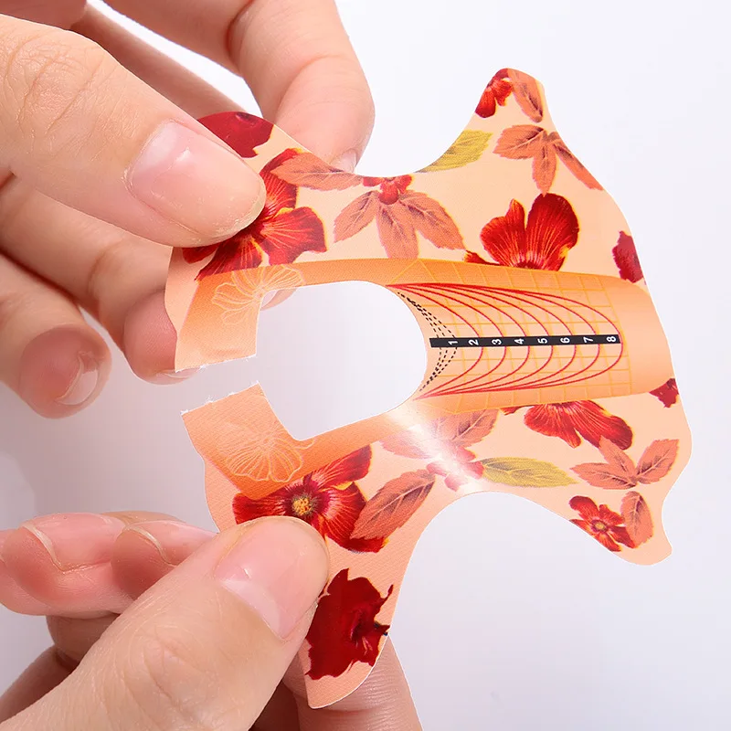 Ready to Ship 500 Pcs Paper Aluminum Gel Acrylic Nail Tips Extension Nail Art Guide Tool Maple Leaf Nail Forms Roll