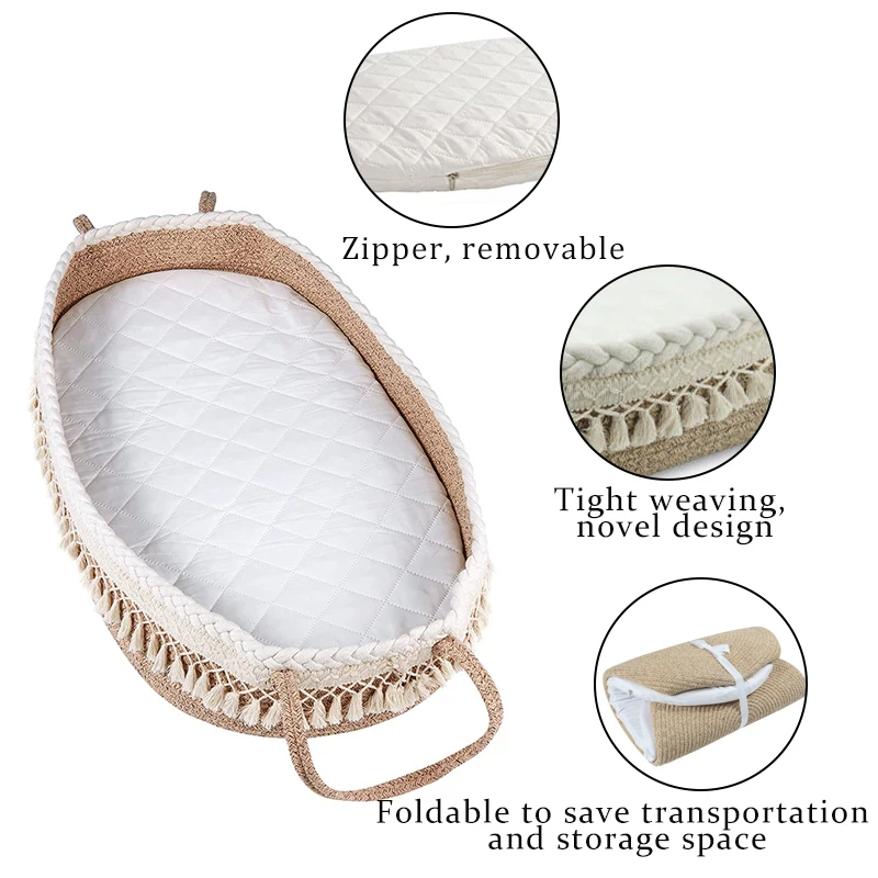 Extra Travel Diaper pad cpc baby changing basket Cotton Rope Moses Basket for babies moq