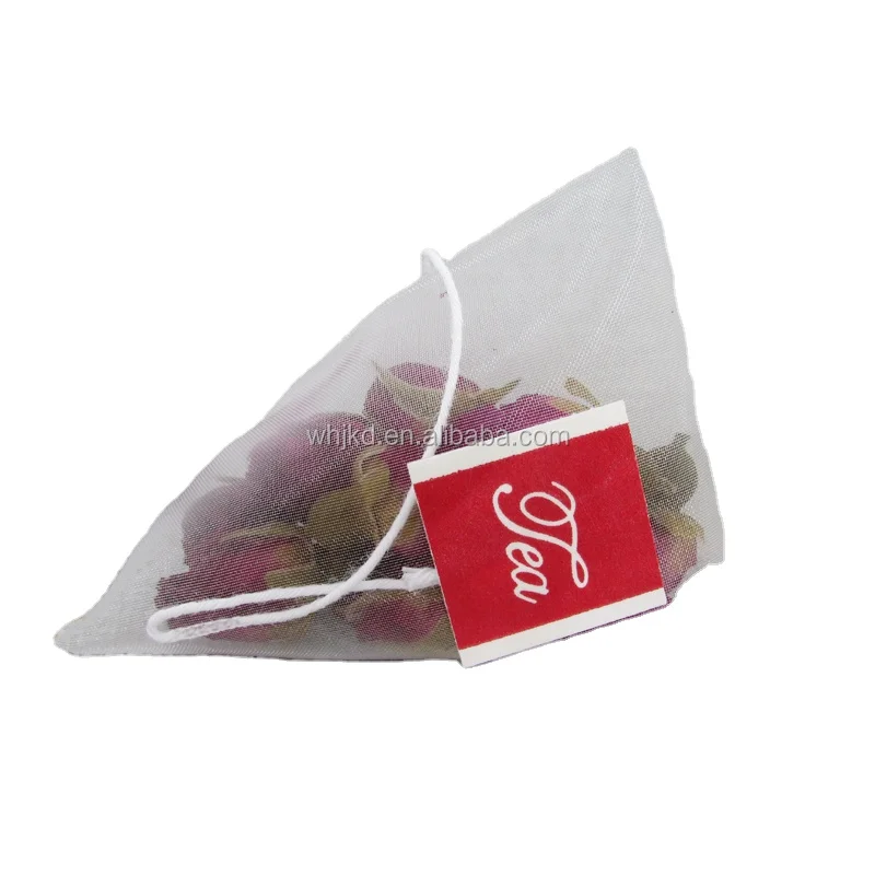 Individual royal cup drawstring empty nylon mesh pyramid shape packing tea bag