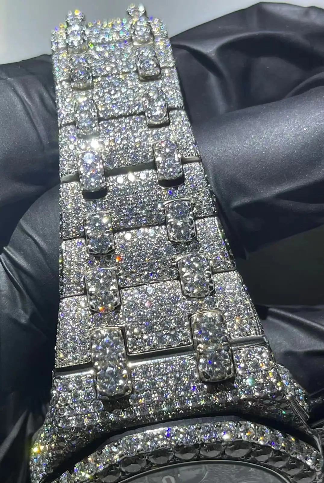 Bust down watch Full Iced out Diamond Watch Steel Body Moissanite Diamond Wrist Watch Handmade Iced Out Diamond Jewelry