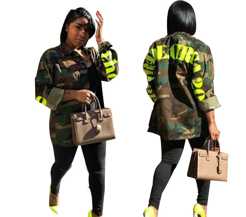 
2020 new cross popular European and American sexy camouflage long sleeve letter jacket 