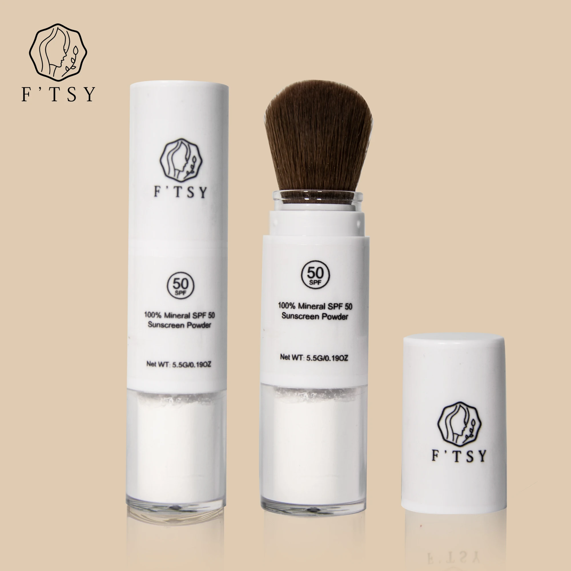 Private Label Spf 50 Sunscreen Setting Looser Powder Private Label Mineral Sunscreen Powder Brush